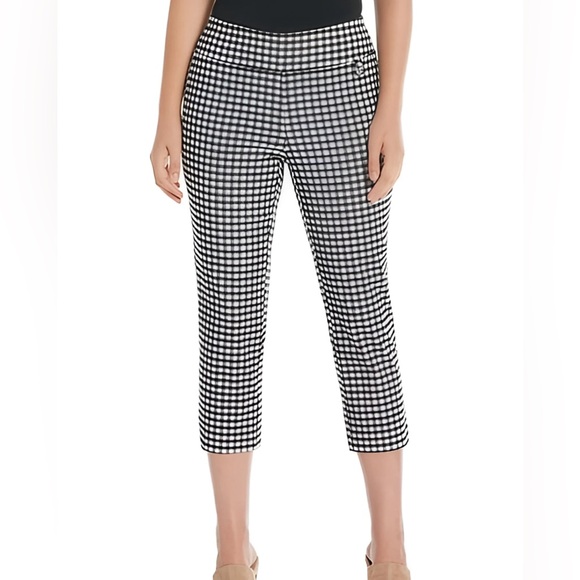 Rafaella Women's Black and White Checkered Pants 10 - Picture 1 of 5